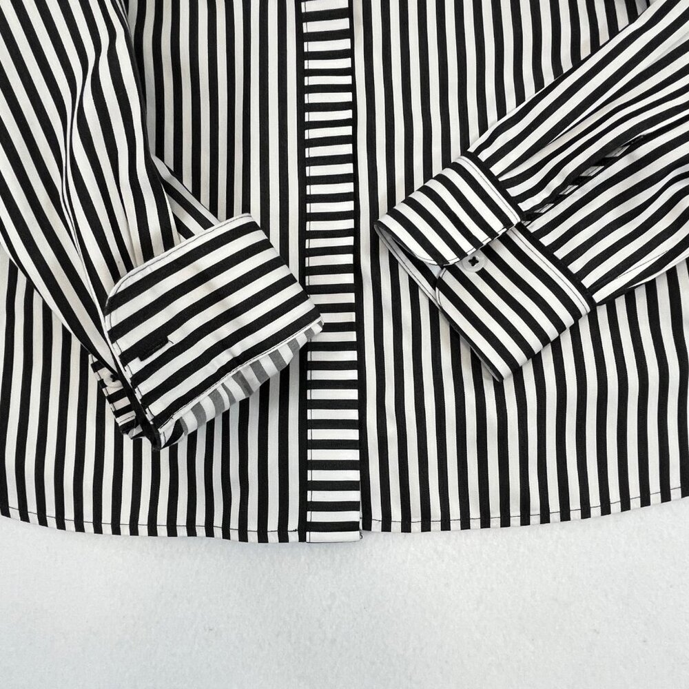 SOLD NWT CHICOS Size 0P Petite Small No-Iron Long Sleeve White Striped Shirt - Picture 8 of 16